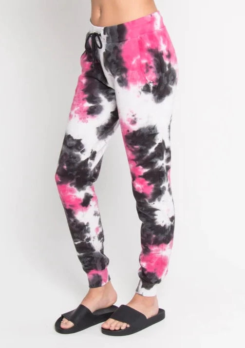 CHRLDR Tasha Tie Dye Jogger Black/Pink w/ Gold Hearts