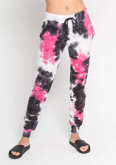 CHRLDR Tasha Tie Dye Jogger Black/Pink w/ Gold Hearts