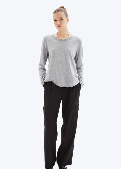 CHRLDR Ava Long Sleeve Mock Layer T-shirt Heather Grey