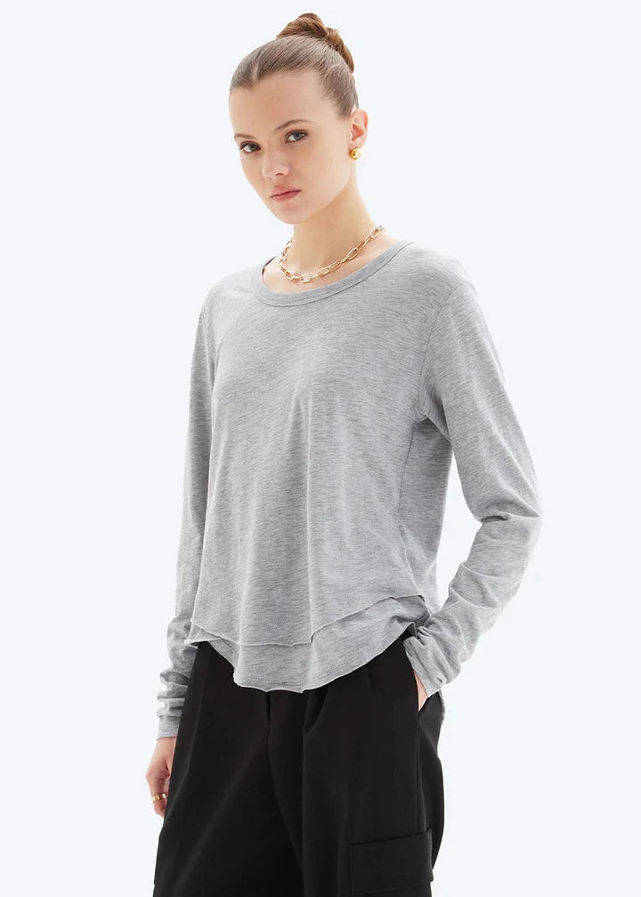 CHRLDR Ava Long Sleeve Mock Layer T-shirt Heather Grey