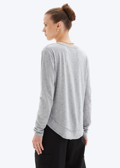 CHRLDR Ava Long Sleeve Mock Layer T-shirt Heather Grey