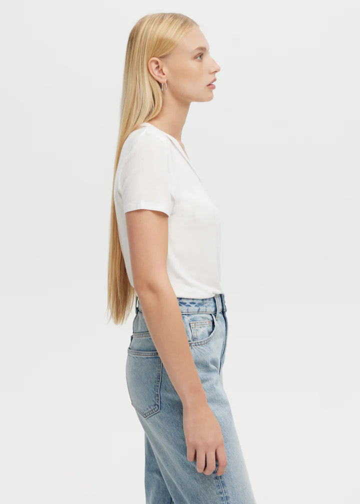 CHRLDR Tulle Inserts V-Neck Fitted T-Shirt White