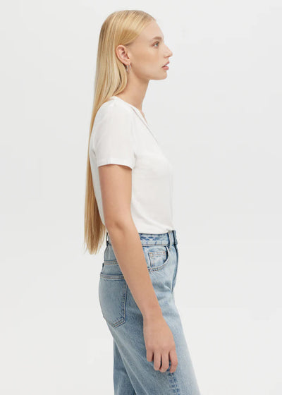 CHRLDR Tulle Inserts V-Neck Fitted T-Shirt White