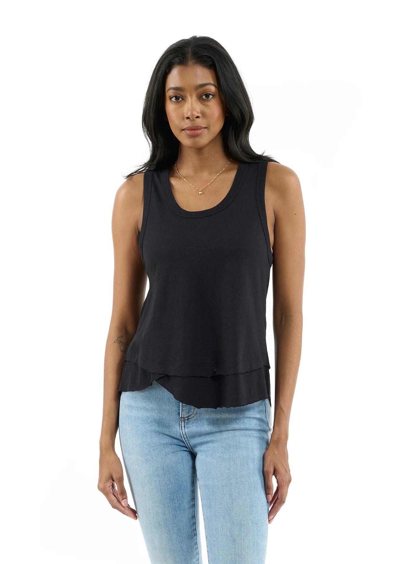 CHRLDR Ava Mock Layer Tank Top - Black