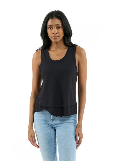 CHRLDR Ava Mock Layer Tank Top - Black