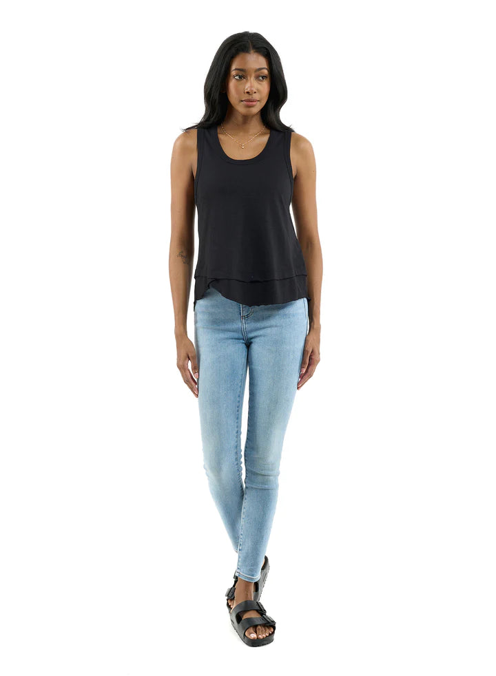 CHRLDR Ava Mock Layer Tank Top - Black