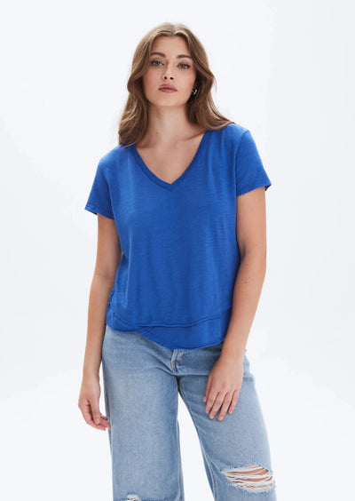 CHRLDR Ava V-Neck Mock Layer T-shirt - Electric Blue