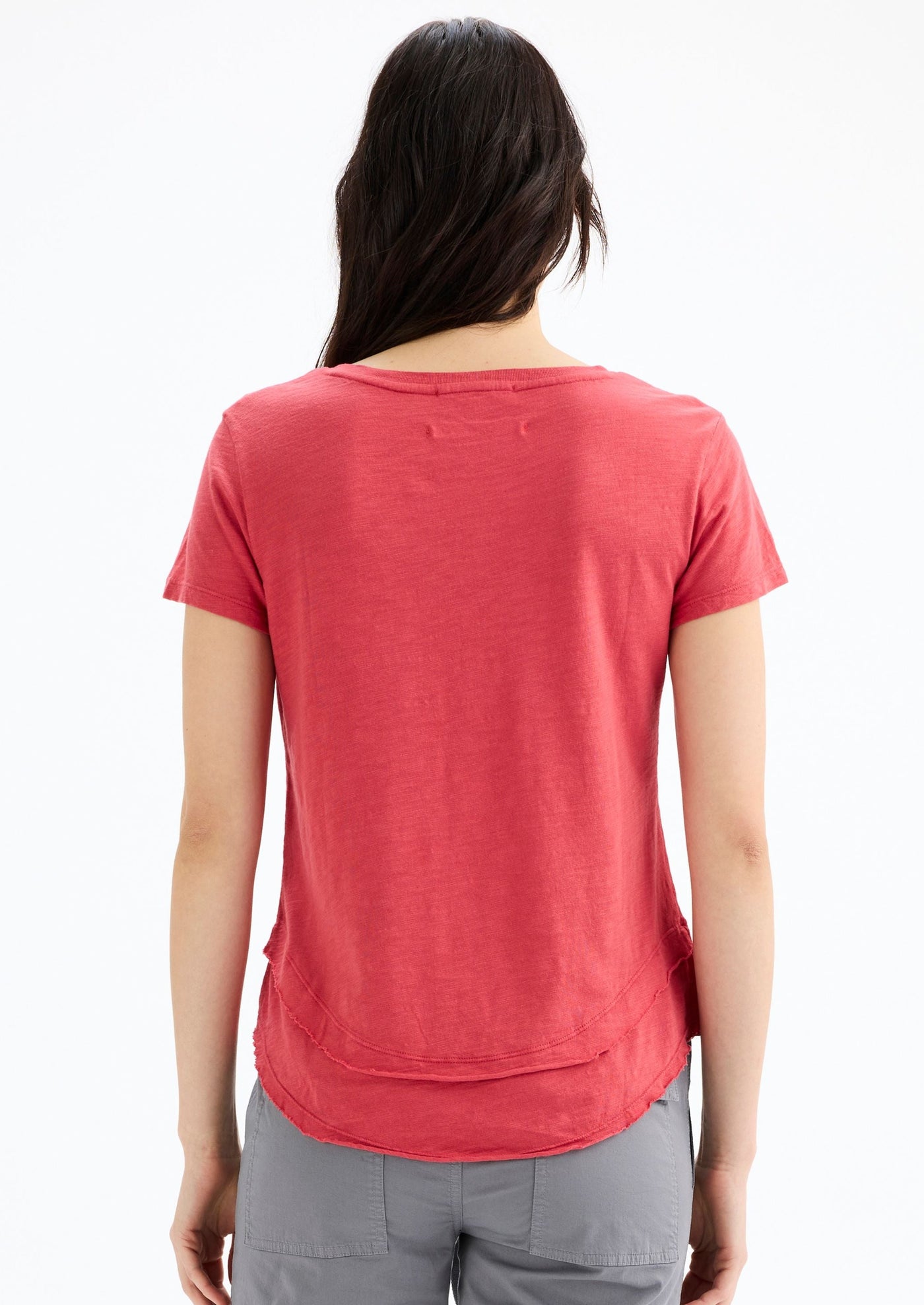 CHRLDR Ava V-Neck Mock Layer T-shirt - Hibiscus