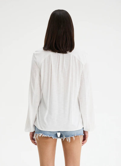 CHRLDR Helga Pleated Lace Up L/S Top - White