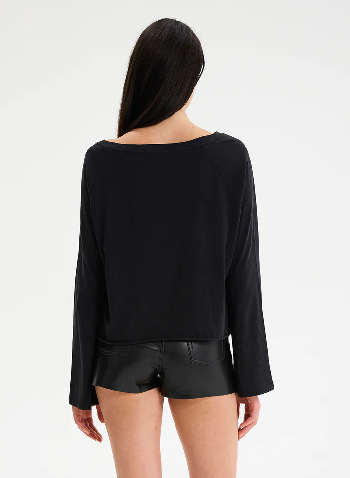 CHRLDR Anita Skull Embellished L/S Boatneck Top - Black