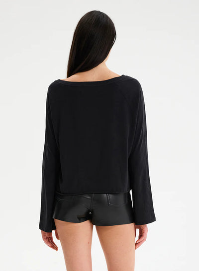 CHRLDR Anita Skull Embellished L/S Boatneck Top - Black