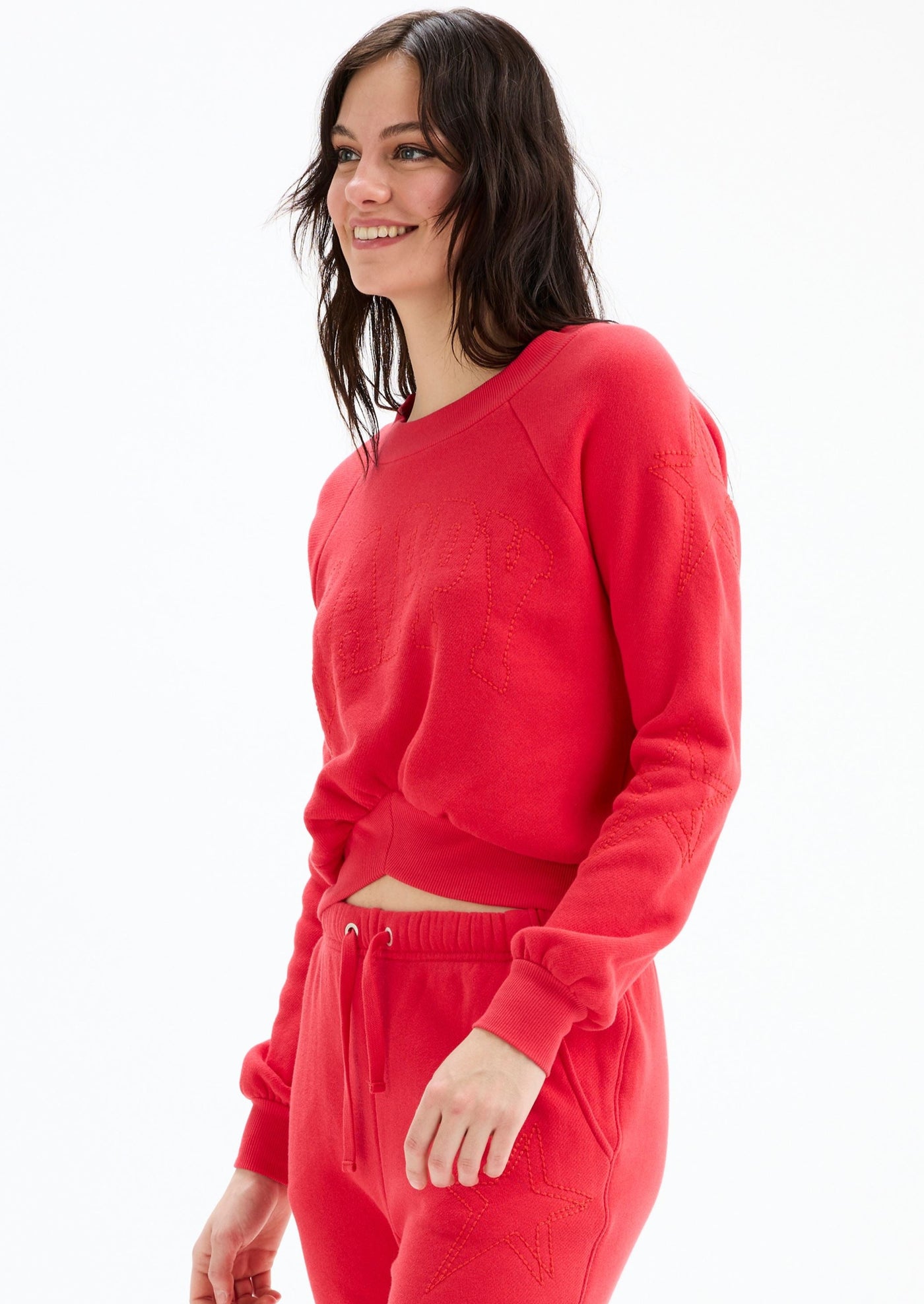 CHRLDR "Happy" Stars Waistband Sweatshirt - Hibiscus