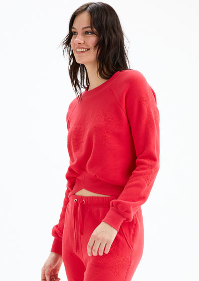 CHRLDR "Happy" Stars Waistband Sweatshirt - Hibiscus