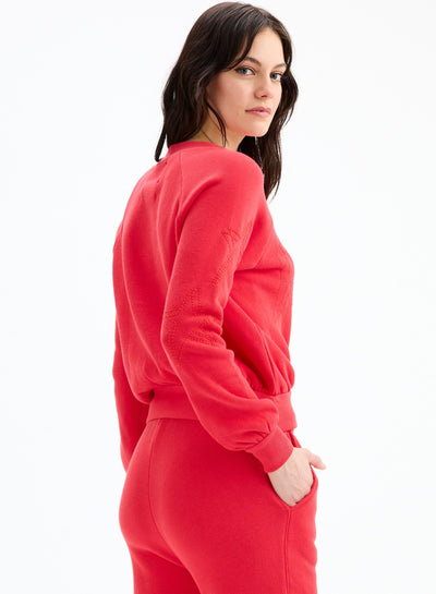CHRLDR "Happy" Stars Waistband Sweatshirt - Hibiscus