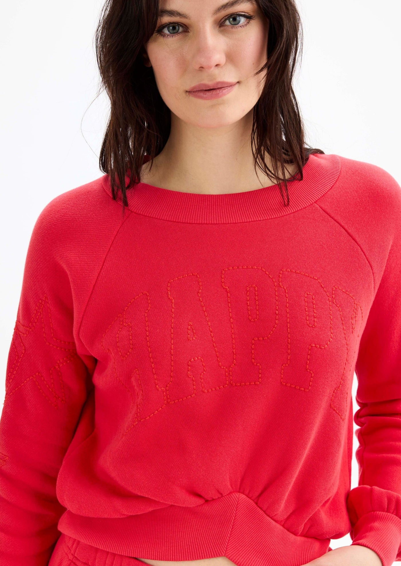 CHRLDR "Happy" Stars Waistband Sweatshirt - Hibiscus