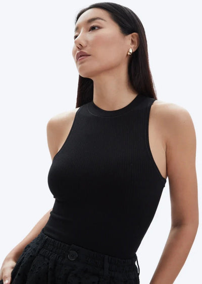 CHRLDR Lyla Racer Back Rib Tank Top - Black
