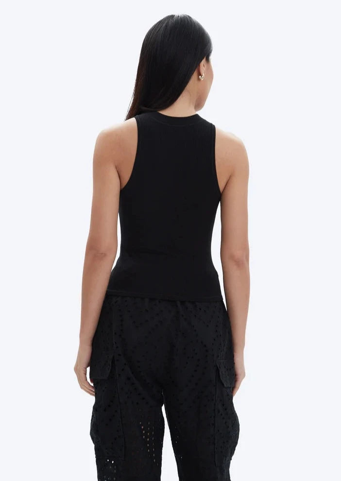CHRLDR Lyla Racer Back Rib Tank Top - Black