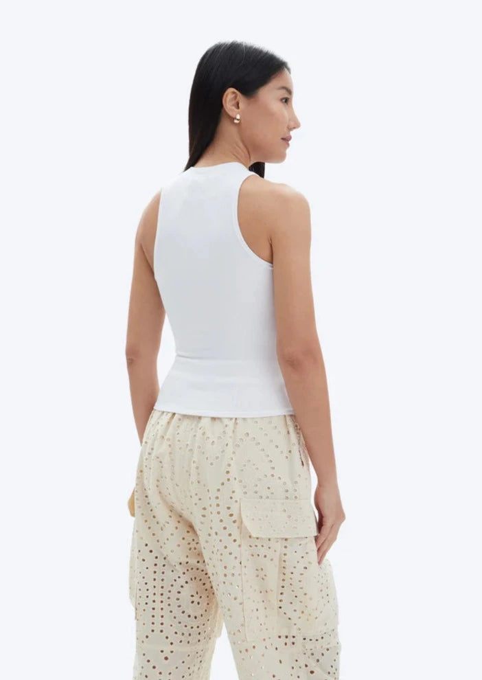 CHRLDR Lyla Racer Back Rib Tank - White