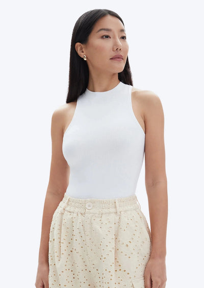 CHRLDR Lyla Racer Back Rib Tank - White