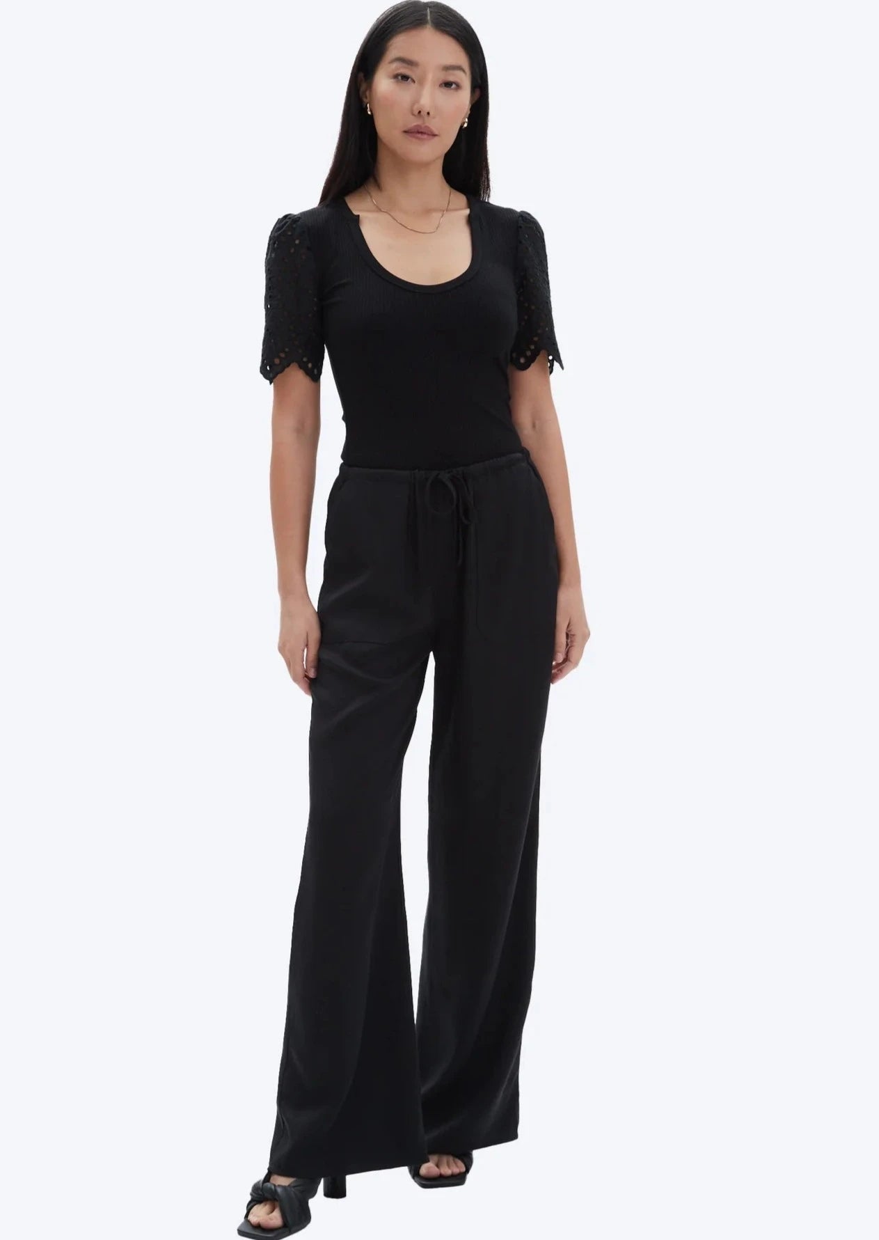 CHRLDR Alfee Eyelet Sleeve V-Neck T-Shirt