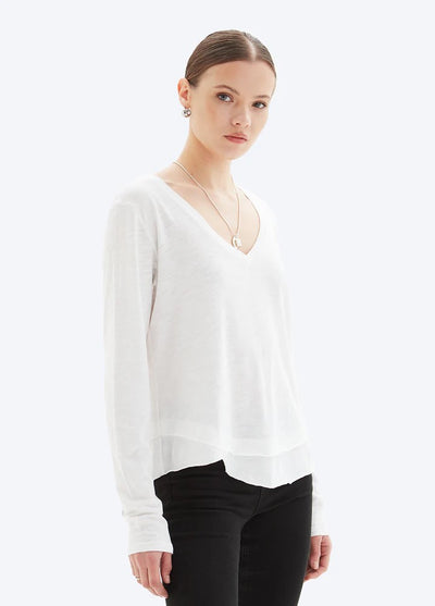 CHRLDR Ava V - Neck Long Sleeve White