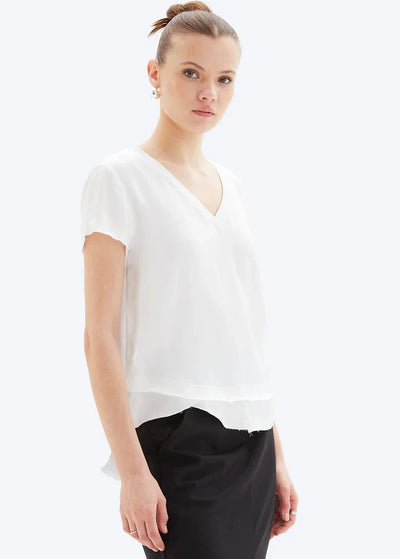 CHRLDR Ava V - Neck Mock Layer Tee White