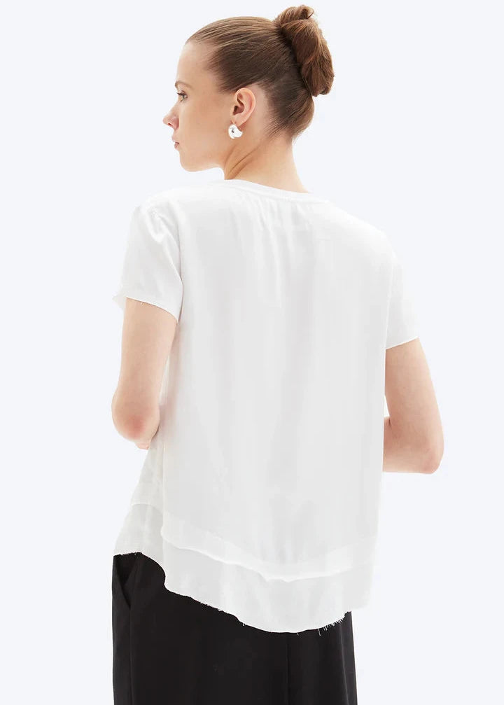 CHRLDR Ava V - Neck Mock Layer Tee White