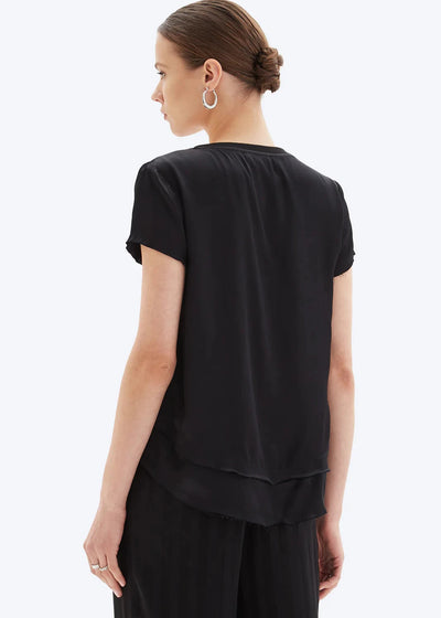 CHRLDR Ava V - Neck Mock Layer Tee Black