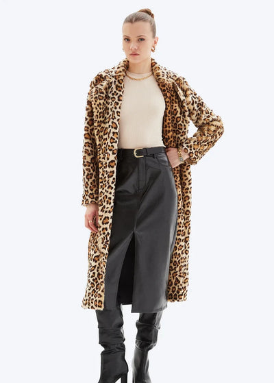 CHRLDR Ophelia Leopard Faux Fur Coat