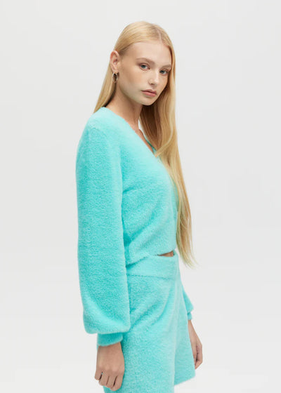 CHRLDR Marina V-Neck Fuzzy Sweater Sea