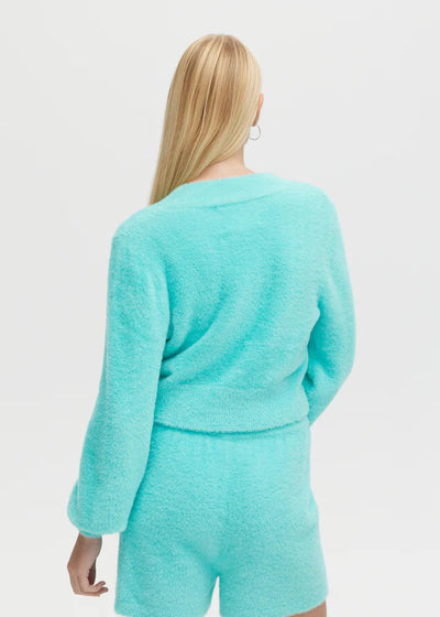 CHRLDR Marina V-Neck Fuzzy Sweater Sea