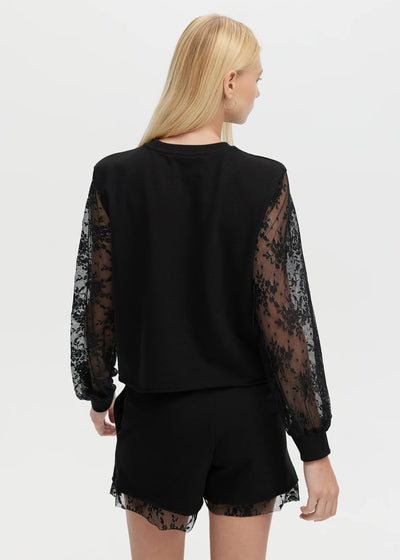 CHRLDR Kayla Lace Lounge Balloon Sleeve Top Black