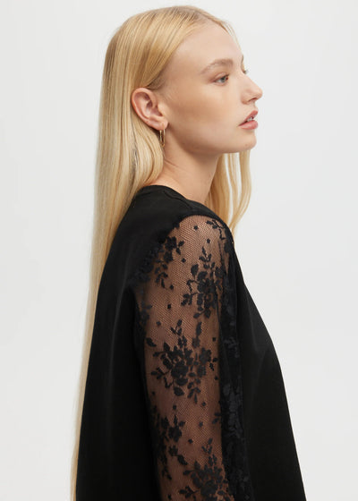 CHRLDR Kayla Lace Lounge Balloon Sleeve Top Black