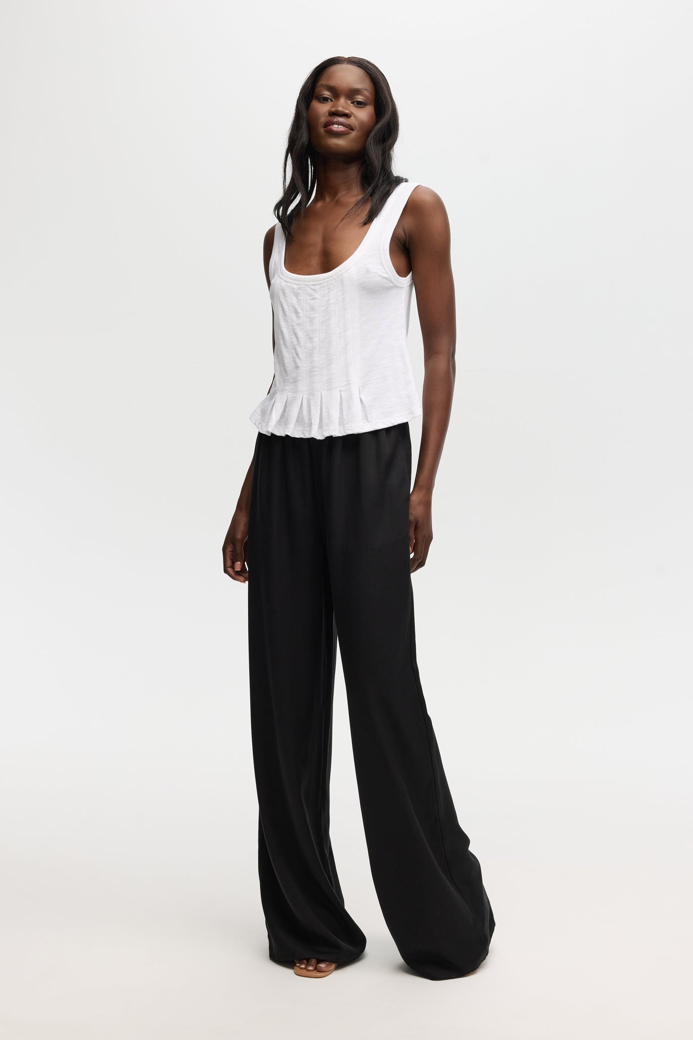 CHRLDR Mulan Ruffled Bottom Tank Top White