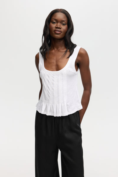 CHRLDR Mulan Ruffled Bottom Tank Top White
