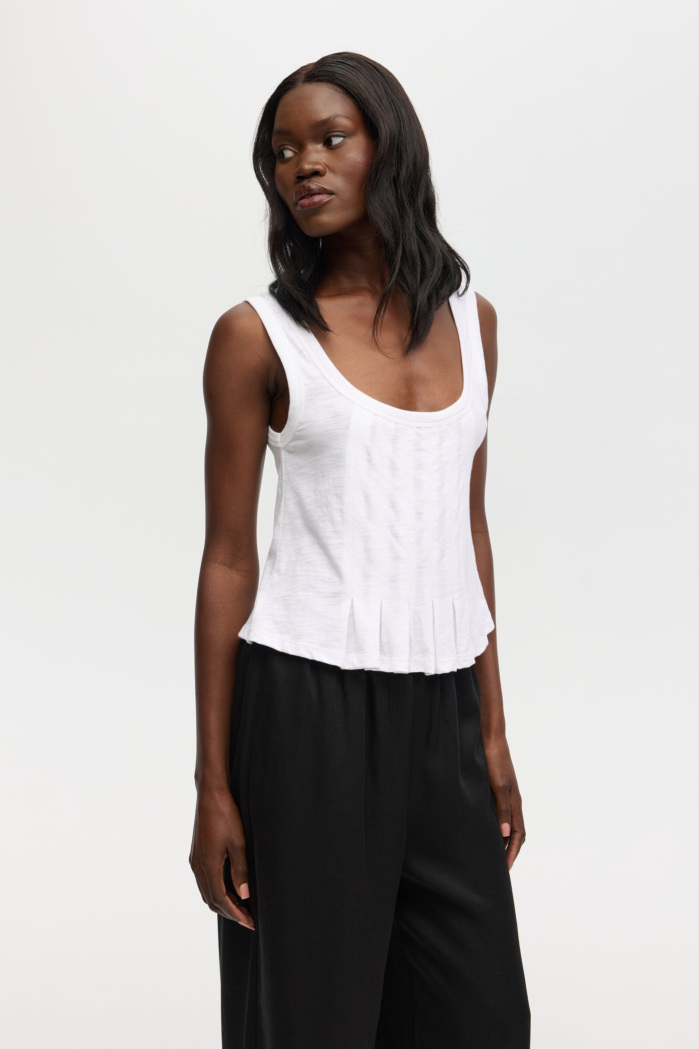 CHRLDR Mulan Ruffled Bottom Tank Top White