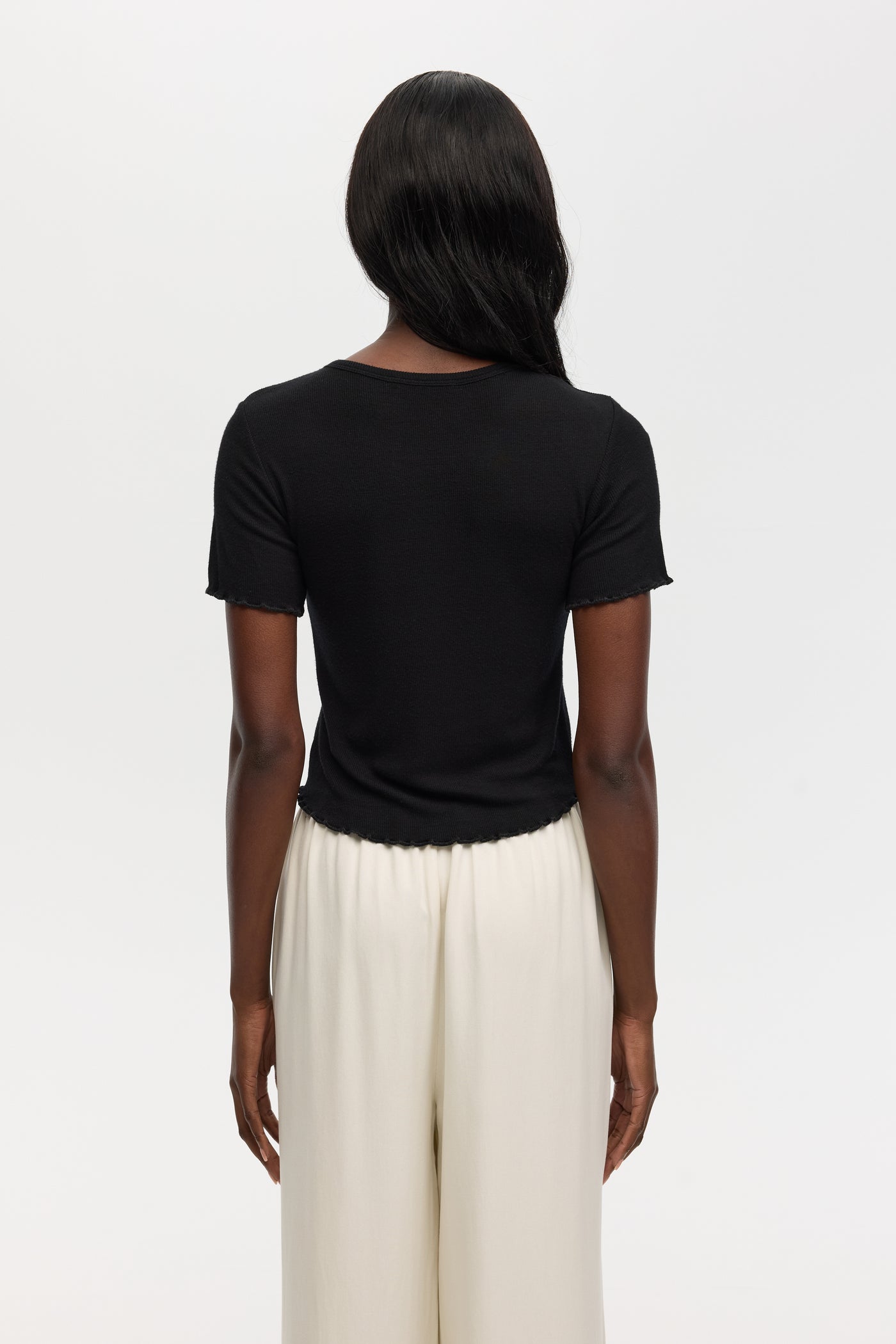 CHRLDR MARTA Cropped Crew Neck Black