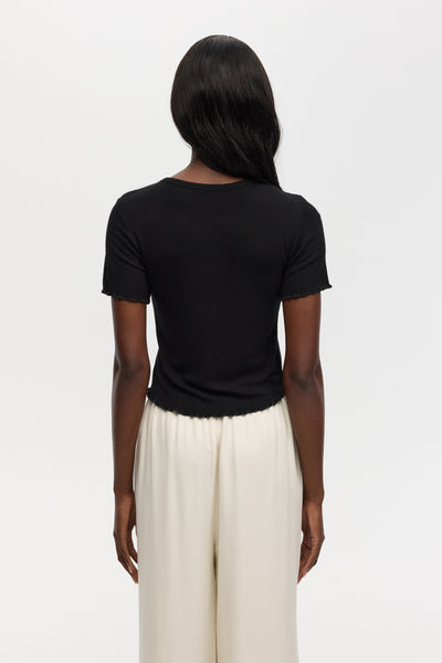 CHRLDR MARTA Cropped Crew Neck Black