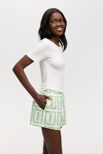 CHRLDR MARTA Cropped Crew Neck Top White