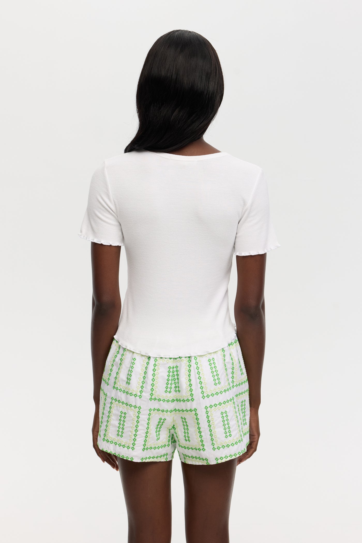 CHRLDR MARTA Cropped Crew Neck Top White