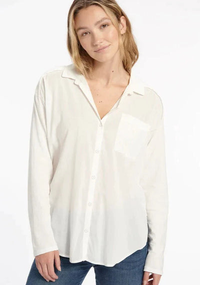 Splendid Paige L/S Button Up Shirt - White