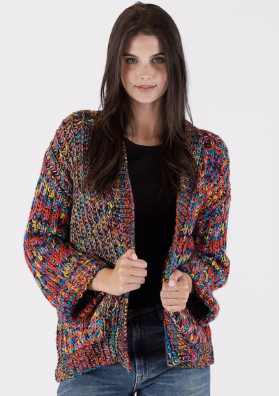 The Pink Door Knit Abstract Print Cardigan - Multi
