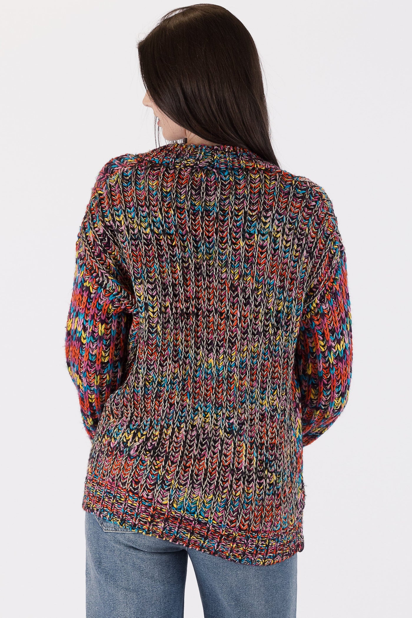 The Pink Door Knit Abstract Print Cardigan - Multi