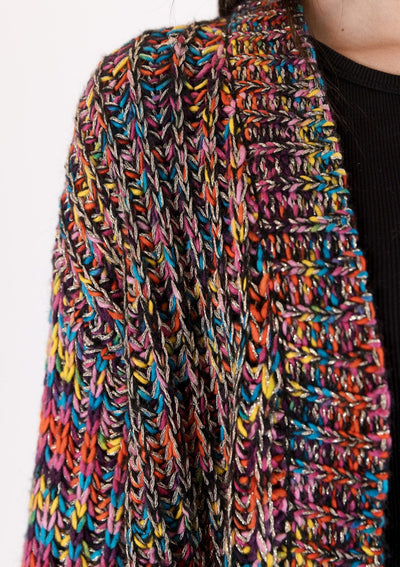 The Pink Door Knit Abstract Print Cardigan - Multi