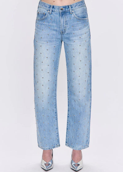 Pistola Lexi Mid Rise Bowed Straight w/ Studded Silver Pant Aries