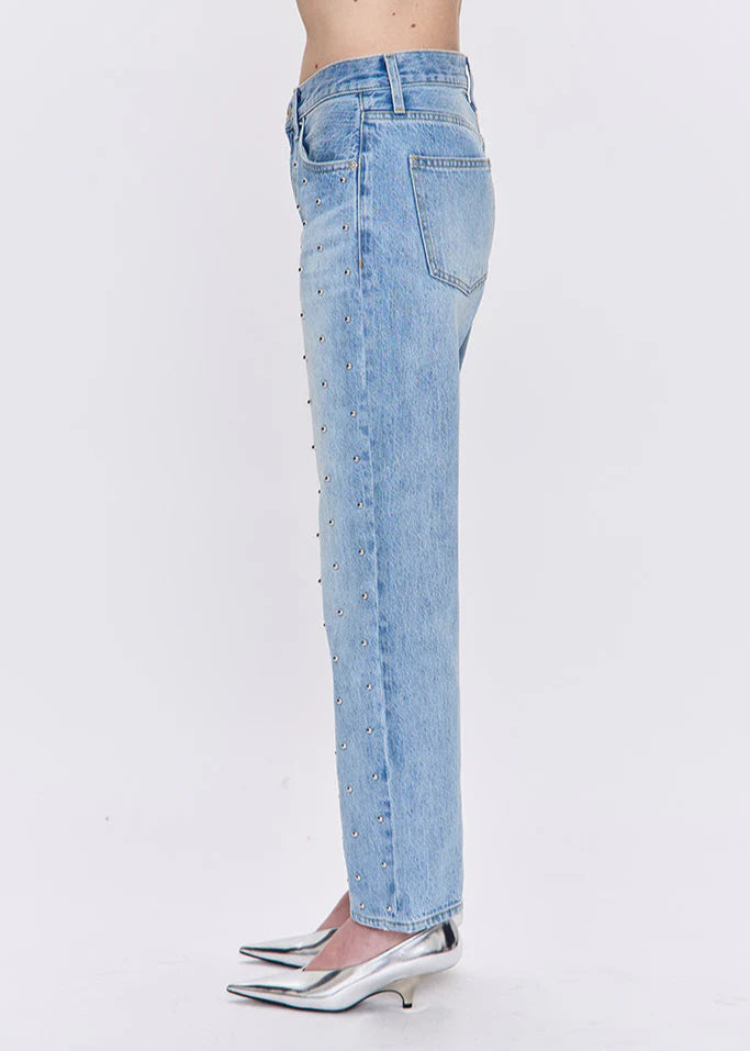Pistola Lexi Mid Rise Bowed Straight w/ Studded Silver Pant Aries