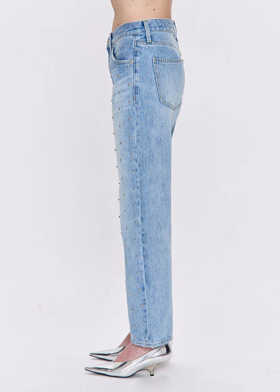Pistola Lexi Mid Rise Bowed Straight w/ Studded Silver Pant Aries