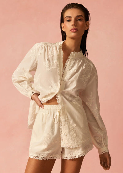 Cami Palmyra Blouse Macadamia