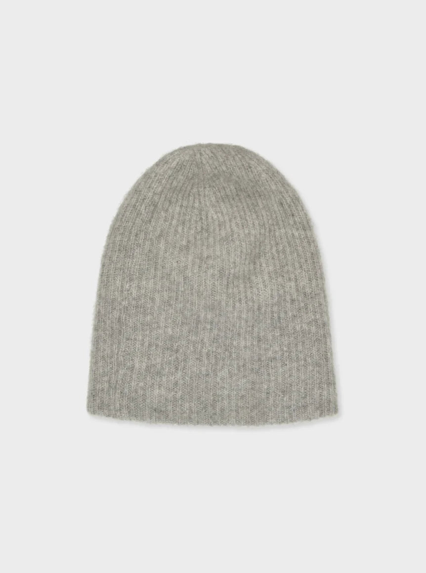 White + Warren Cashmere Plush Rib Beanie Grey