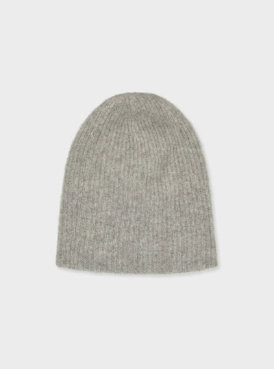 White + Warren Cashmere Plush Rib Beanie Grey